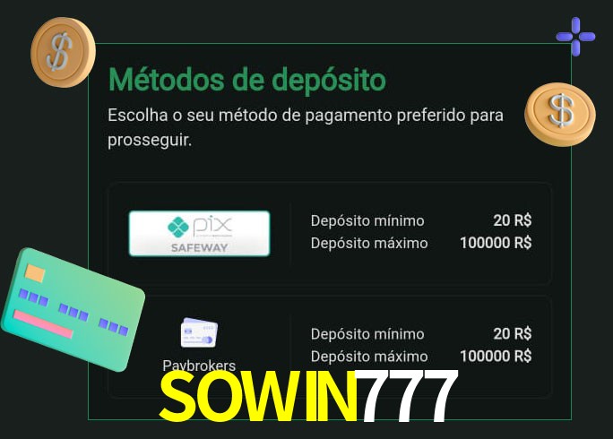 O cassino SOWIN777bet oferece uma grande variedade de métodos de pagamento